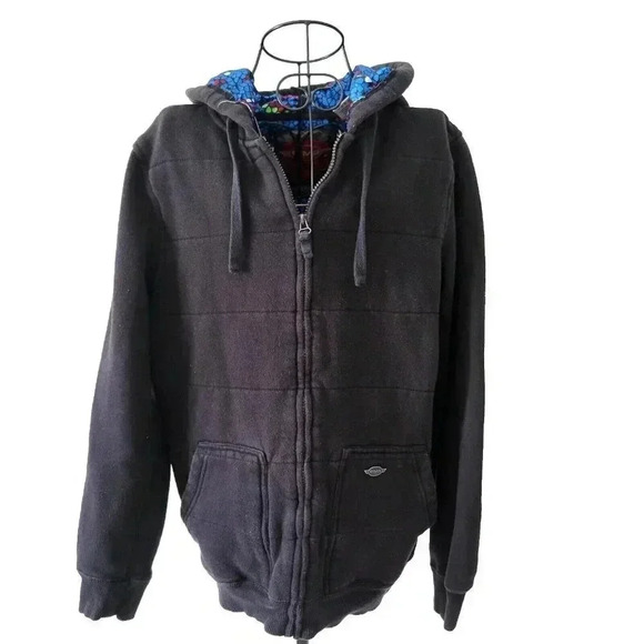 Sims Snowboarding Jacket XL Youth 18-20 Full Zip Hoodie Black Blue Lining - Picture 1 of 4